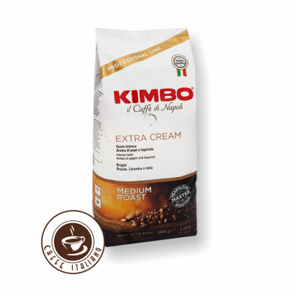 kimbo extra cream 1kg zrnkova kava 50arabica 50robusta new logo caffeitaliano