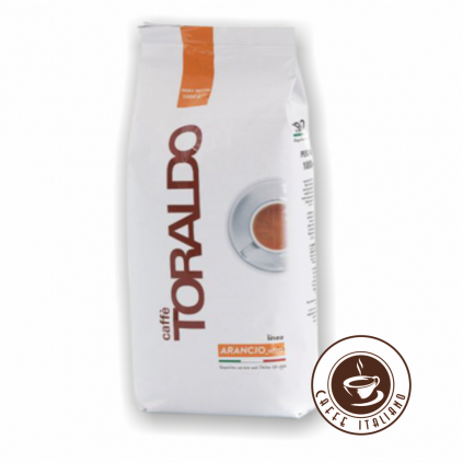 Toraldo caffe linea arancio N10 zrnkova kava 90 Arabica 10 Robusta logo caffeitaliano