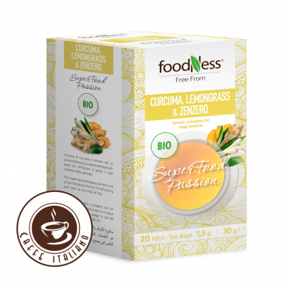 Foodness caj bylinkovy kurkuma citronova trava zazvor bio 20ks 1,5g caffeitaliano logo