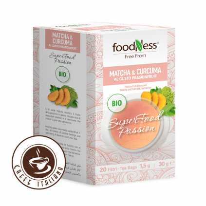 Foodness caj bylinkovy kurkuma matcha marakuja bio 20ks 1,5g caffeitaliano logo