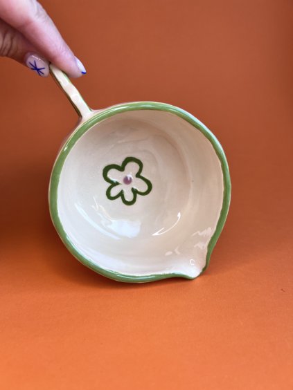 Matcha miska- zelené kytičky