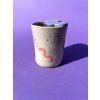 Travel cup Ergo s modrým kvítkem a růžovým stonkem