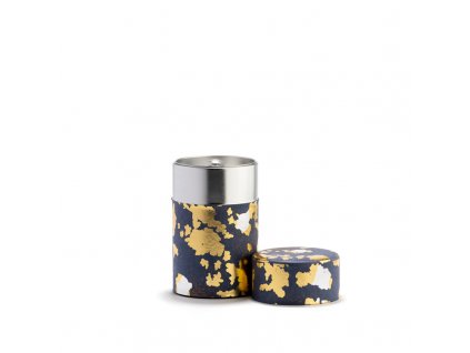 kompeki blue and gold washi paper tea canister 100g (1)