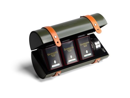 6599 coffret metal cylindrique vert 3 boites boule infuseur ouvert fond blanc 2