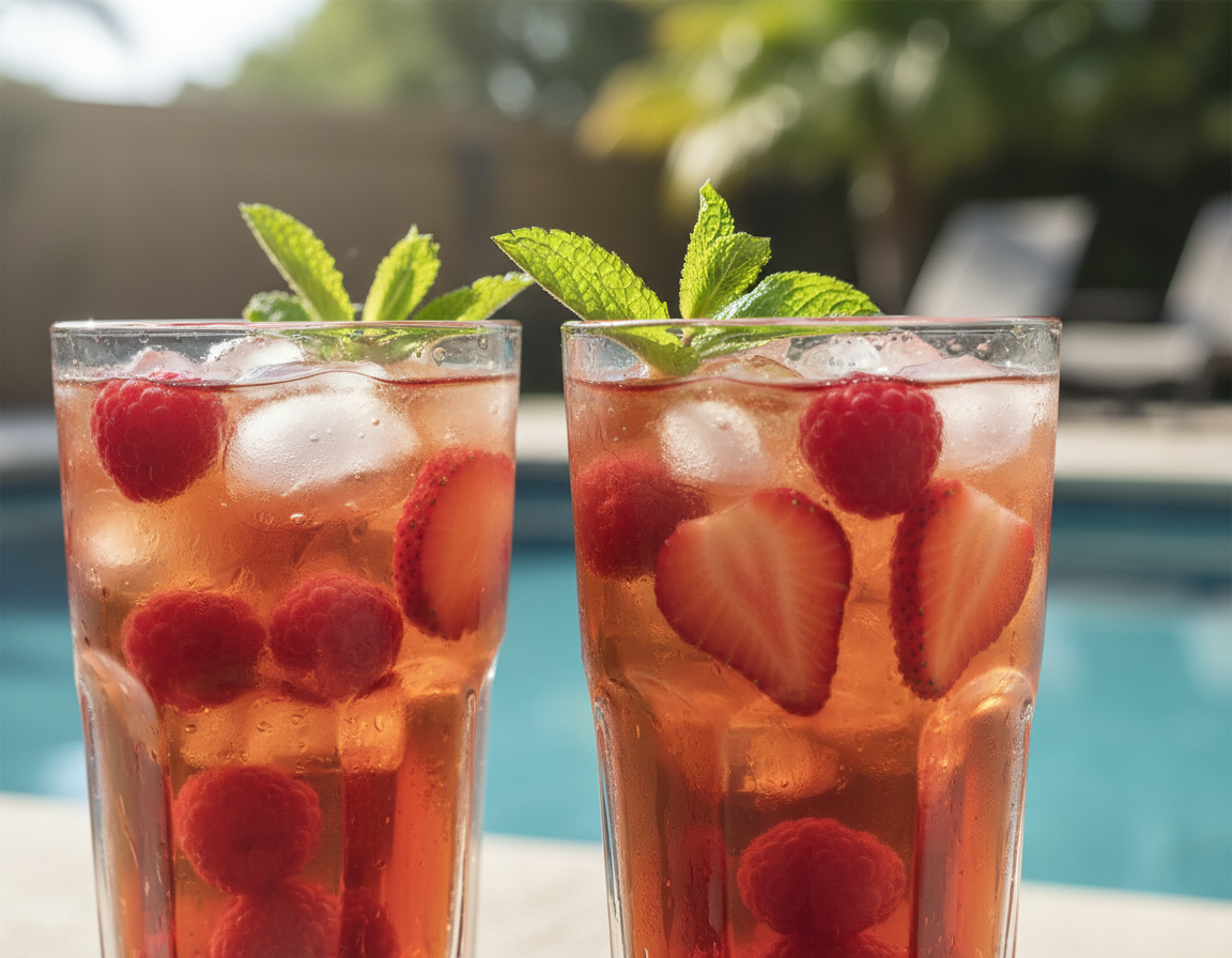 Malinovo jahodový ledový čaj - Skvělé osvěžení nejen k bazénu
