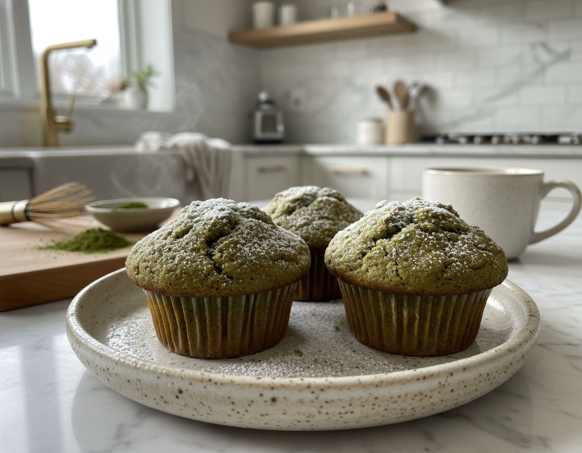 Domácí muffiny s čajem matcha