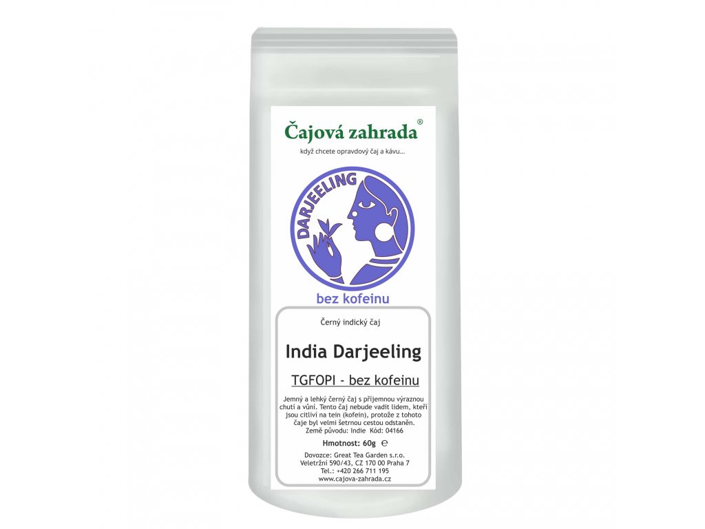 Černý sypaný čaj Darjeeling bez kofeinuSypaný černý čaj India Darjeeling TGFOPI - bez kofeinu