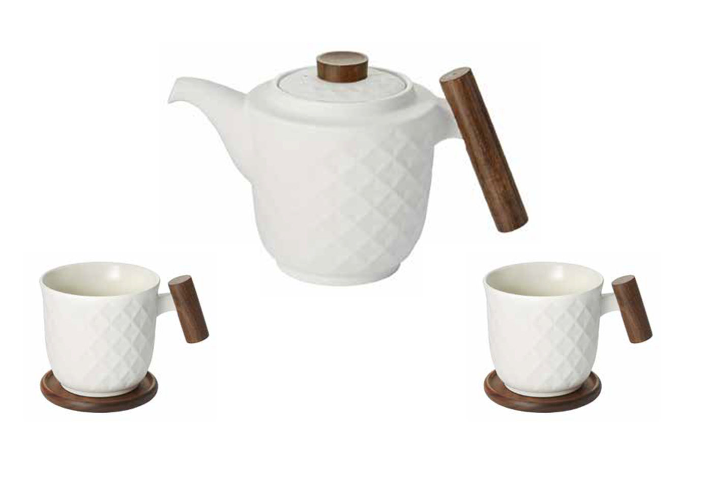 Čajová porcelánová souprava Menja bílá (1,2 l, 2 × 450 ml)