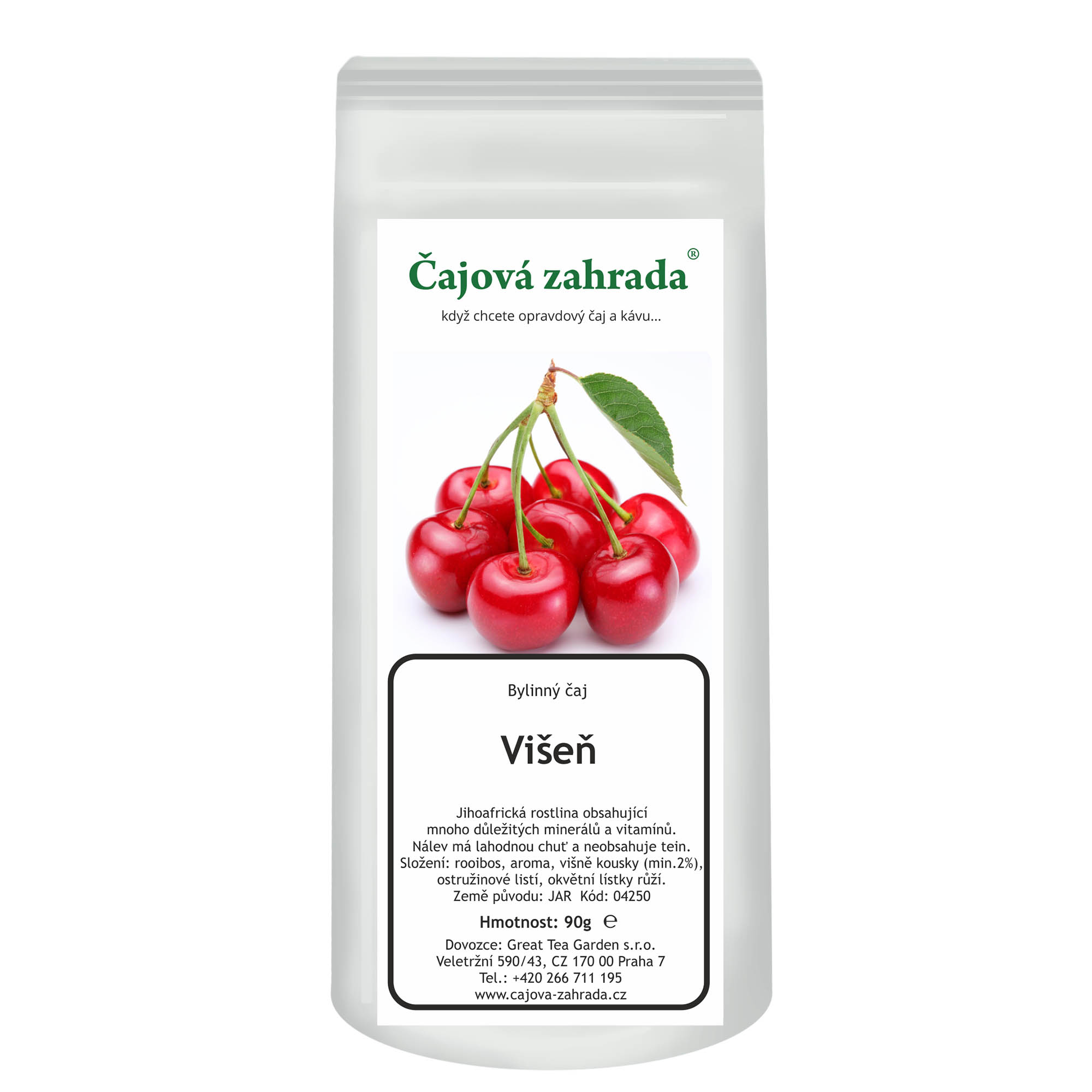Rooibos Višeň – sypaný bylinný čaj bez kofeinu