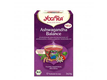 Yogi Tea Ashwagandha porciovaný čaj 17 sáčkov spredu