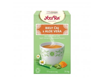 Yogi Tea Biely čaj s aloe vera porciovaný čaj 17 sáčkov spredu
