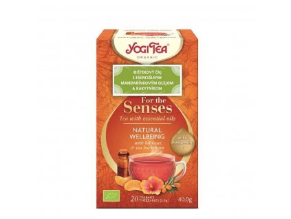 Yogi Tea Prírodné blaho Ibištekový čaj s esenciálnym mandarínkovým olejom a rakytníkom porciovaný čaj 17 sáčkov spredu