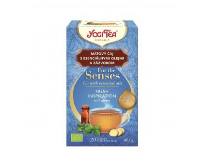 Yogi Tea Svieža inšpirácia Mätový čaj s esenciálnymi olejmi a zázvorom porciovaný čaj 17 sáčkov spredu