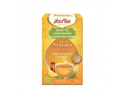 Yogi Tea Čisté šťastie Zelený čaj s esenciálnymi citrusovými olejmi porciovaný čaj 17 sáčkov spredu