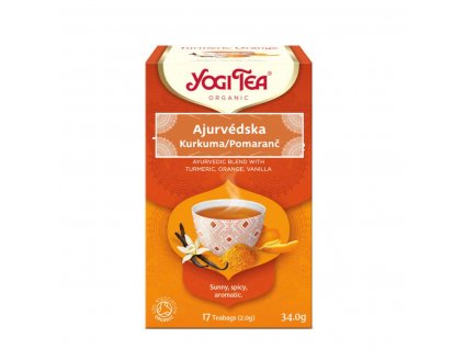 Yogi Tea Ajurvédska kurkuma a pomaranč porciovaný čaj 17 sáčkov spredu