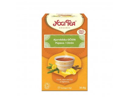 Yogi Tea Ajurvédska očista púpava a citrón porciovaný čaj 17 sáčkov spredu