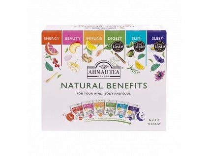Ahmad Tea Natural Benefits Selection porciovaný čaj 60 sáčkov spredu