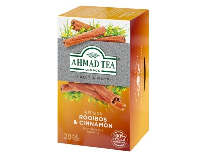 Ahmad tea Rooibos & Cinnamon porciovaný čaj 20 sáčkov sprava