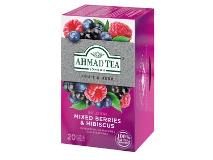 Ahmad Tea Mixed Berries & Hibiscus porciovaný čaj 20 sáčkov sprava