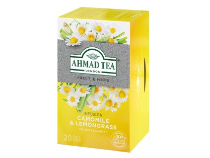 Ahmad Tea Camomile & Lemongrass porciovaný čaj 20 sáčkov sprava