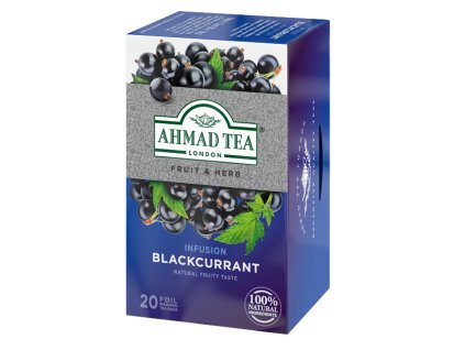 Ahmad Tea Blackcurrant porciovaný čaj 20 sáčkov sprava