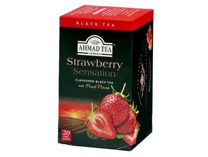 Ahmad Tea Strawberry Sensation porciovaný čaj 20 sáčkov sprava