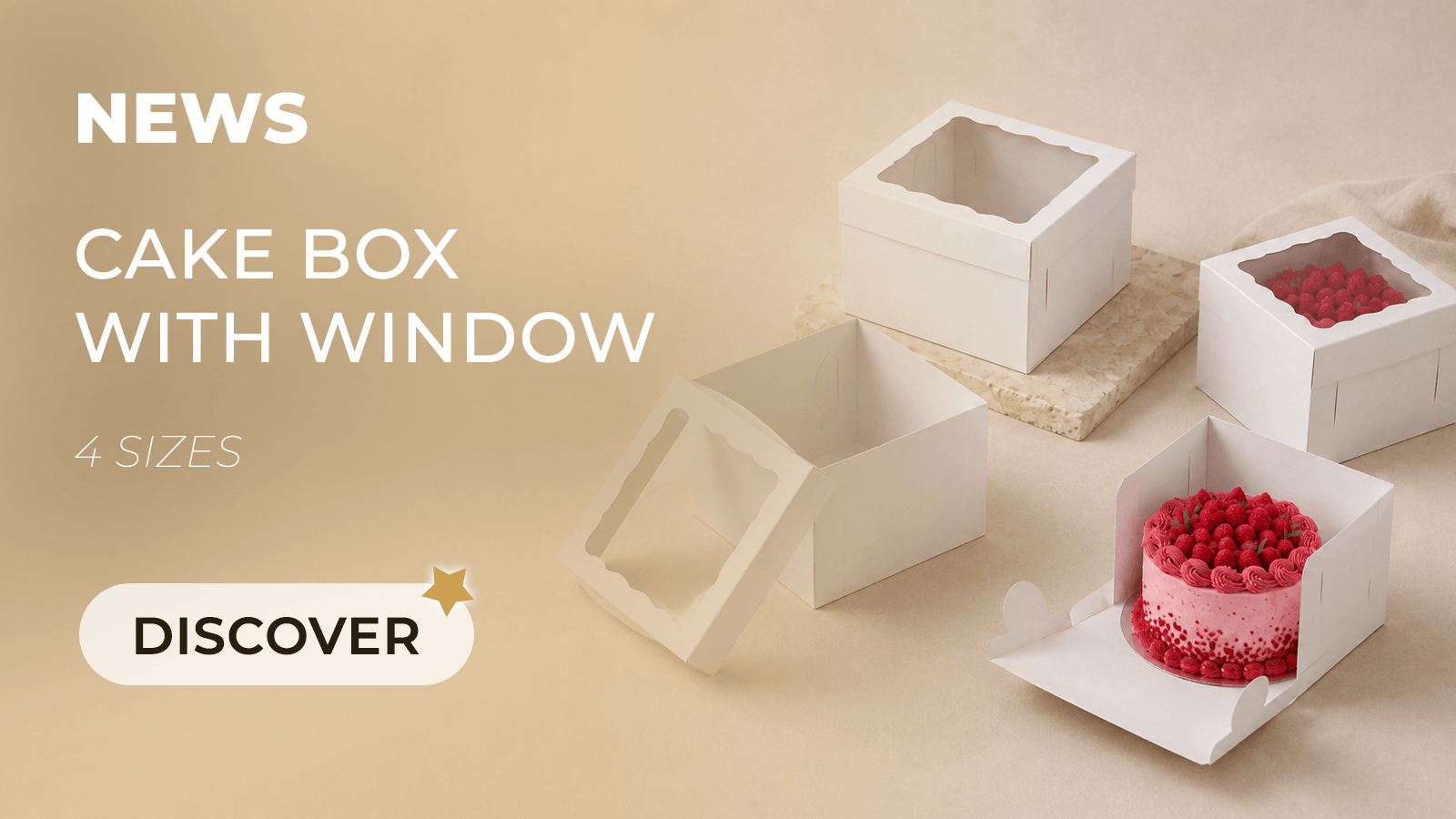 New cake box with window (4 sizes)