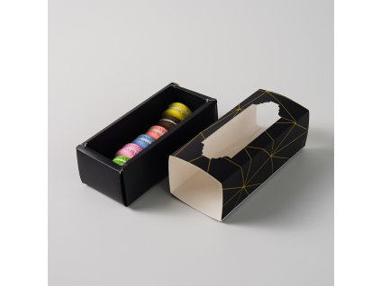 Krabicka na makronky se zlatym rameckem cerna (3)