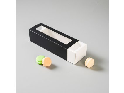 Krabička na makronky černá 20,8x7,4x5,6 cm (na 6 kusů)