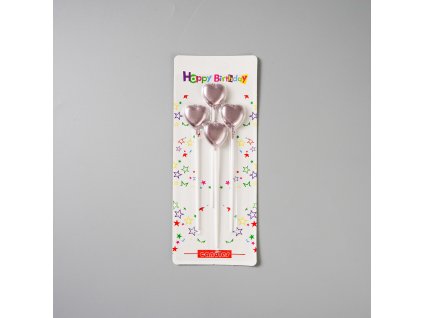 Dortová svíčka srdce fialová 4ks