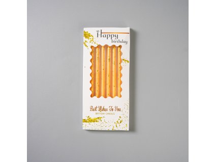 Dortové svíčky žlutá se zlatem 6ks
