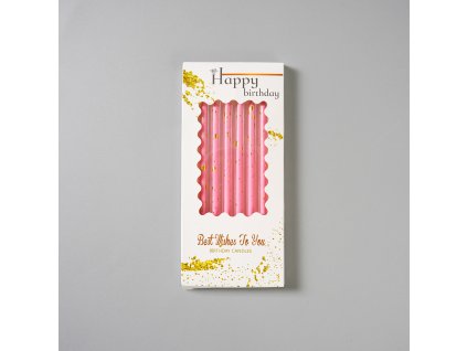 Dortové svíčky růžová se zlatem 6ks