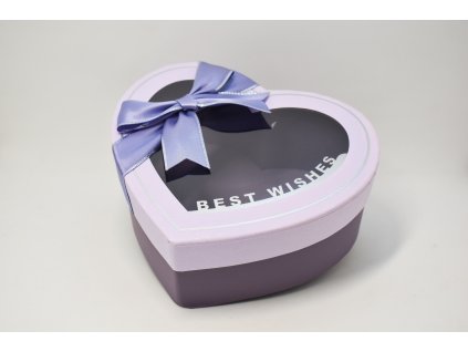 Dárkový box "srdce" pruhledné víko modrý 1