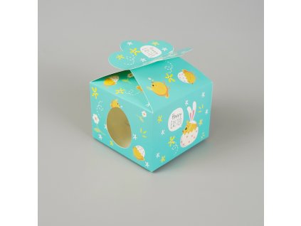 Velikonoční krabička tyrkysová 10x10x7,5cm
