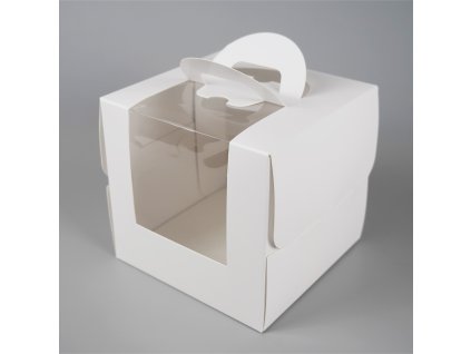 Cake star dortová krabice LILI bílá s okénkem a úchytem 21 x 21 x 20cm