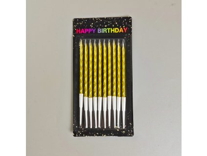 Dortové svíčky spirálové zlaté 10ks