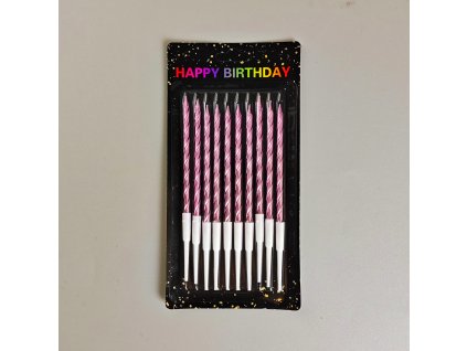 Dortové svíčky spirálové růžové 10ks