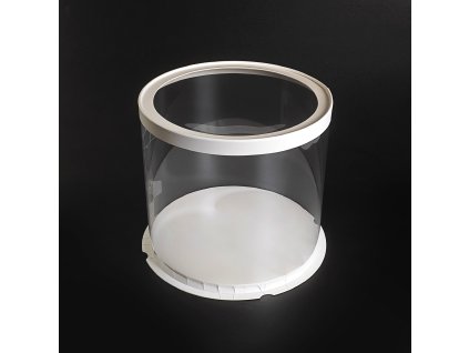 Cake star dortový box bílý kulatý s průhledným víkem 22,5x24cm