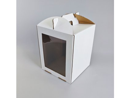 Cake star dortová krabice CINDY pevná bílá dvě okna 25x25x30cm