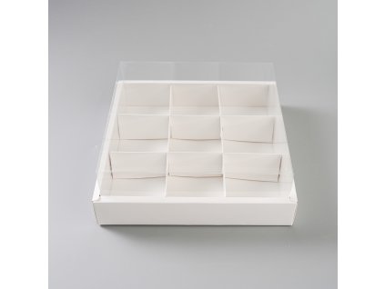 Cukrářská krabice s průhledným víkem s dělící vložkou 25x25x10cm