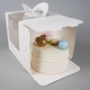 Cake star dortová krabice LILI bílá s okénkem a úchytem 16 x 16 x 15cm