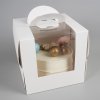Cake star dortová krabice bílá s okénkem a úchytem 21 x 21 x 20cm