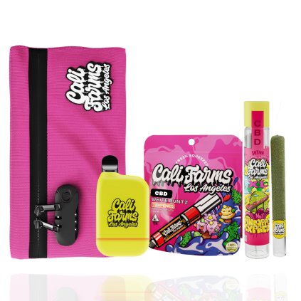 Dárkový box - CBD vape náplň, CBD vonná tyčinka 1,5 g pineapple express, schovka + taška růžová