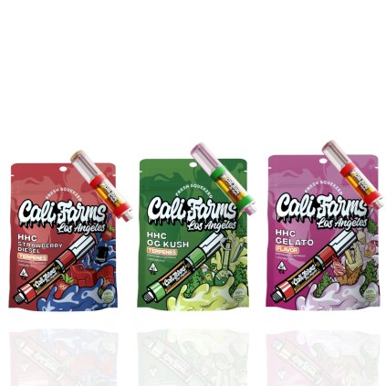 Dárkový box 3x HHC Vape náplň 1 ml - OG Kush, Strawberry diesel, gelato (PŘIDAT BATERII CALIFARMS S BATERIÍÍ CALIFARMS)