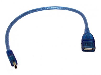 Krátký kabel miniUSB male USB female 2 0 modrý 01