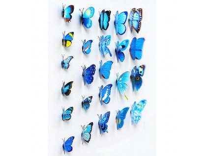Dekorace na zeď 3D motýlci modrá