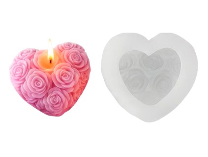 Silikonová formička Srdce a růžičky