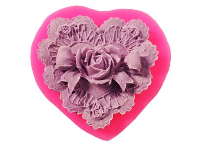 Silikonová forma na mýdlo Srdce s růží