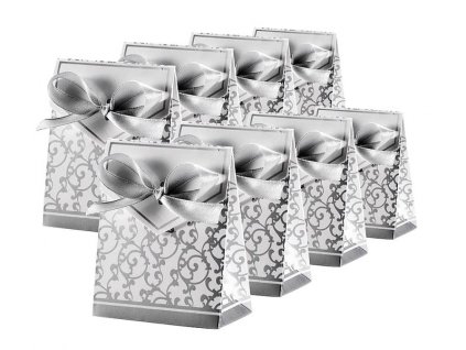 papírové dárkové krabičky Wedding stříbrné