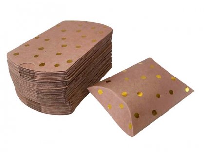 Papírové krabičky dárkové Polštářek hnědé zlaté